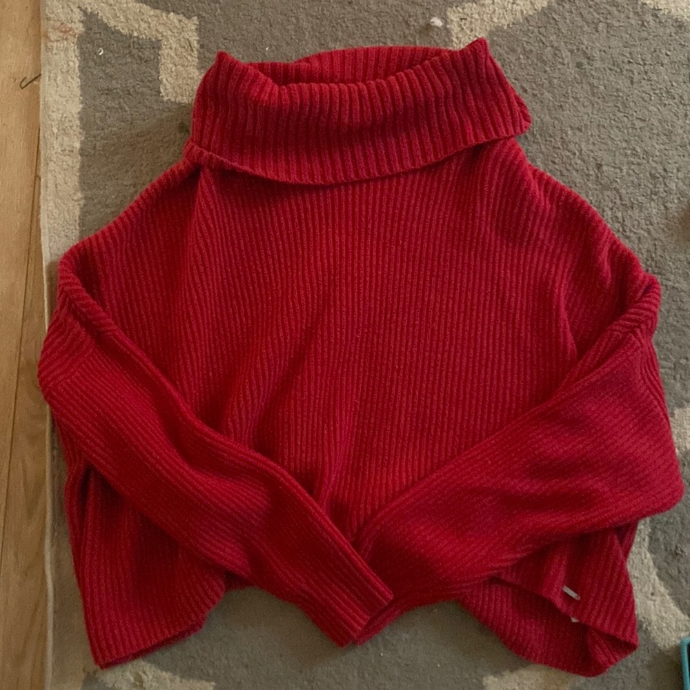Hollister Red Cropped Turtleneck Sweater